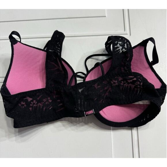 Victorias Secret Black w/ Lace Push Up Padded Bra Size 34C - Picture 3 of 4